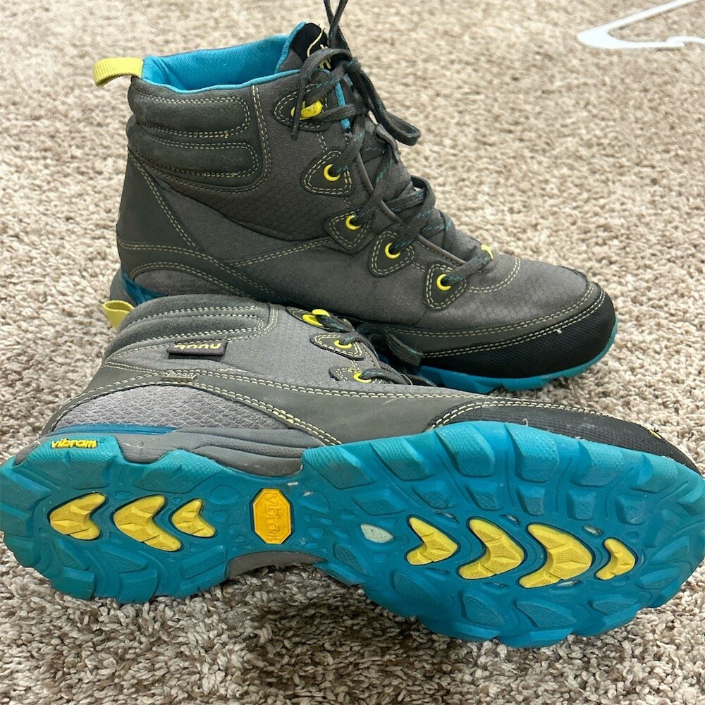 Ahnu Sugarpine Waterproof Hiking Boots Womens Size 9 Gray Teal Vibram - Picture 3 of 12